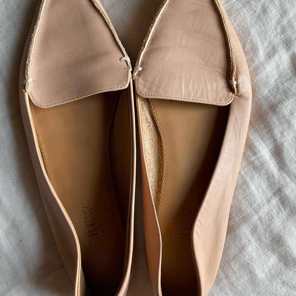 J. Crew Women's Pink Beige Leather Flats